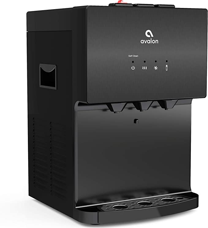 Avalon A12BLK Countertop Bottleless Water Dispenser with Hot Cold and Cool Water Self Cleaning – Black Stainless Steel