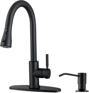 Black Nickel Kitchen Faucet with Soap Dispenser, Pull Down Sprayer 3 Modes