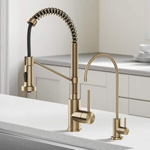 Brushed Gold Pull-Down Kitchen Faucet with Drinking Faucet