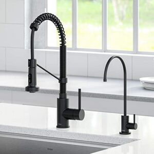 Matte Black Pull-Down Kitchen Faucet with Drinking Faucet