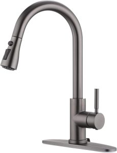 Matte Grey Kitchen Faucet, Pull Down Sprayer 3 Modes